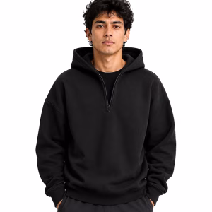 Half Zipper Solid Hoodie